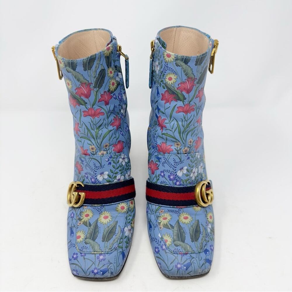 Gucci Peyton Flora Pearl GG Web Stripe Ankle Boots Womens Size EU 37 - Picture 3 of 14